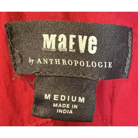 Maeve By Anthropologie Red Boho Floral Tunic Dress M Boho‎ Festival Coastal - Picture 5 of 7